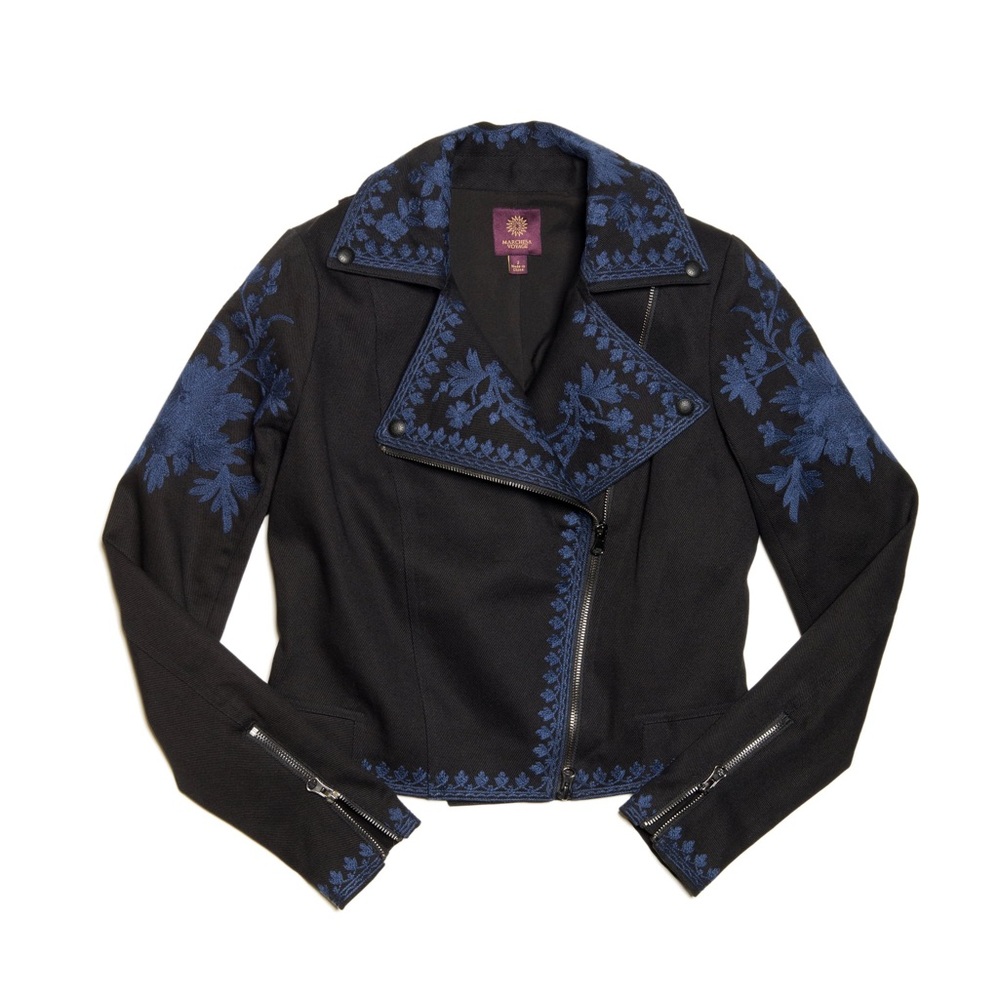 BRAND NEW w/tags Marchesa Voyage for ShopStyle Embroidered Moto Jacket